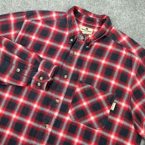 Woolrich Shirt Mens Large Red Plaid Flannel Long Sleeve Button Camp Cabin‎ Cozy